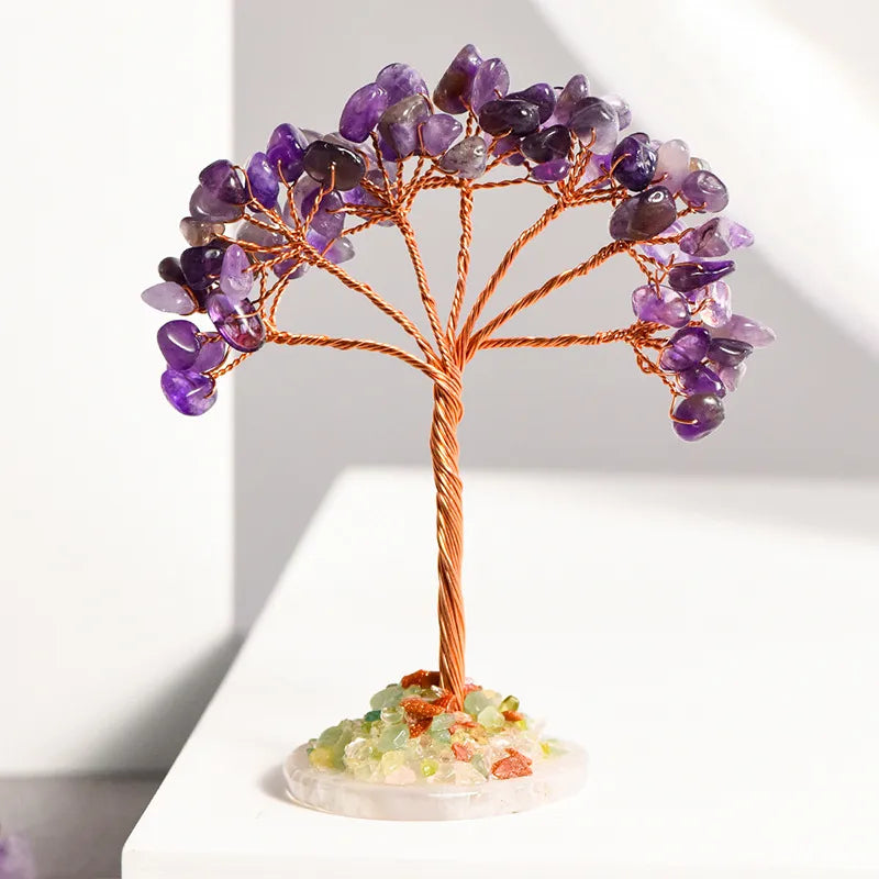 Classical Simple Style Tree Crystal Agate copper wire Ornaments Artificial Decorations