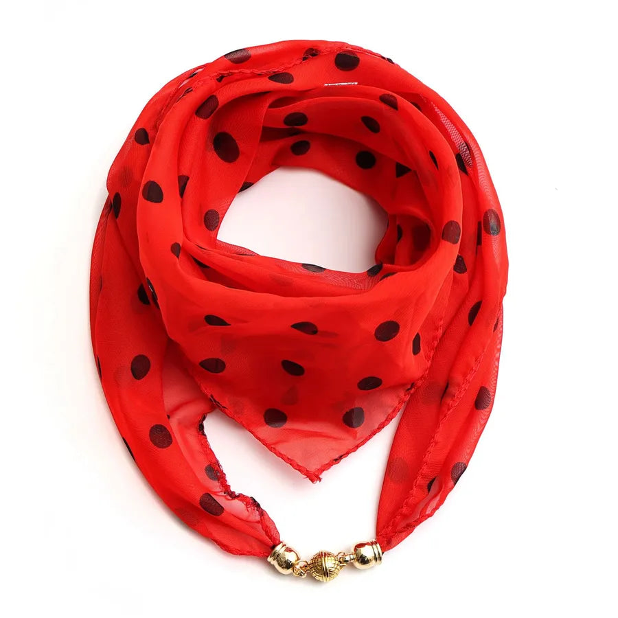 Women's Classic Style Splicing Polka Dots Flower Polyester Printing Silk Scarf