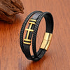 Retro Punk Cross Leather rope Iron Layered Men's Bracelets