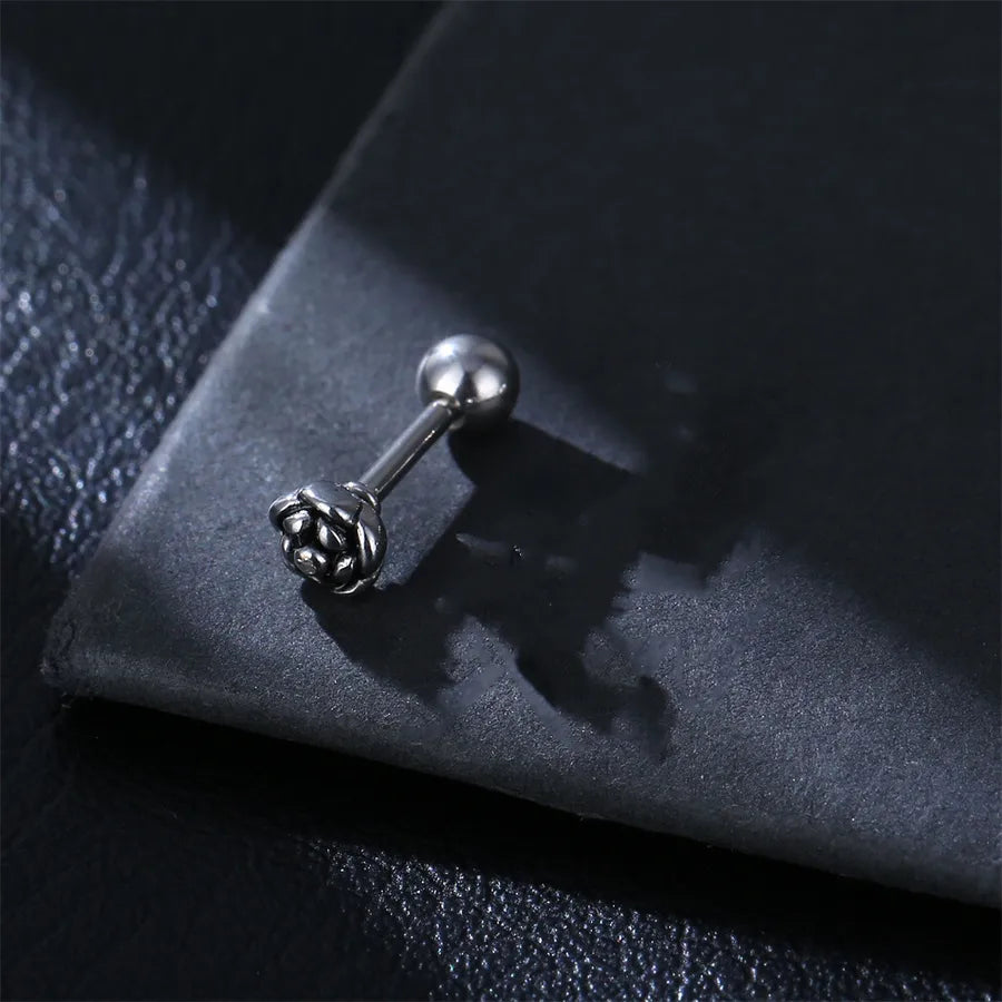 1 Piece Hip-Hop Rose Plating Stainless Steel Ear Studs
