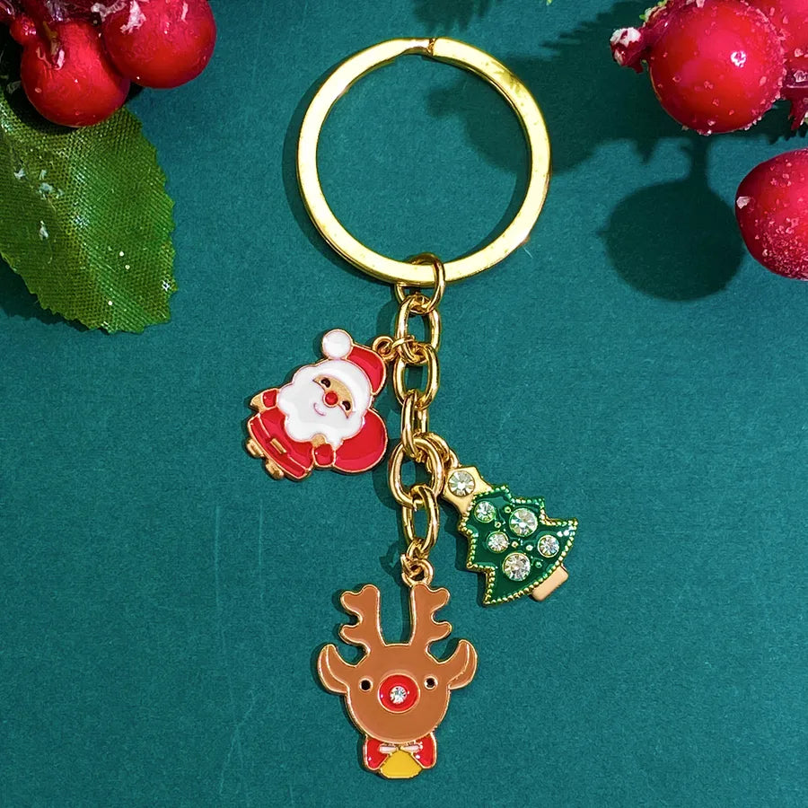 Classic Style Santa Claus Alloy Christmas Women's Keychain
