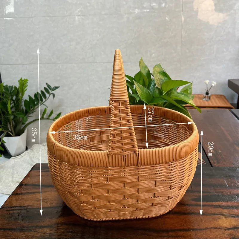 Casual Pastoral Solid Color Imitation Rattan Storage Basket