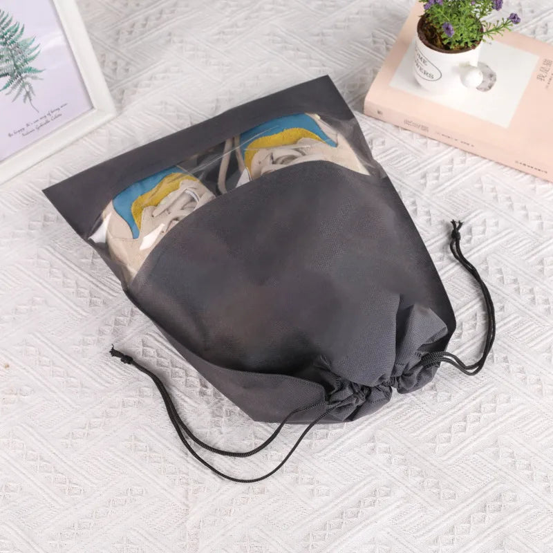 Spot Non-woven Shoe Bag Travel Dustproof Bundle Pocket Clothes Shoes Storage Bag Seasonal Shoes Drawstring Bag Household