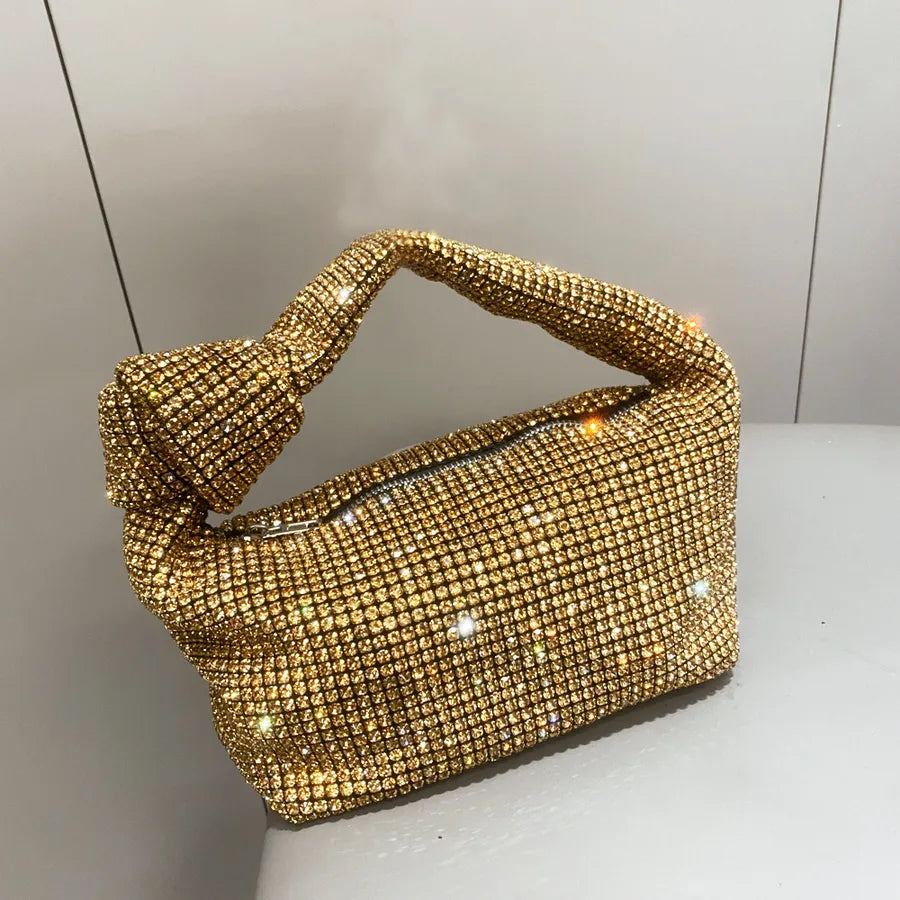 Women's Arylic Rhinestone Solid Color Streetwear Square Zipper Underarm Bag