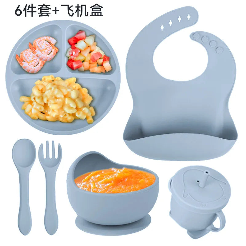 casual solid color silica gel tableware 1 set