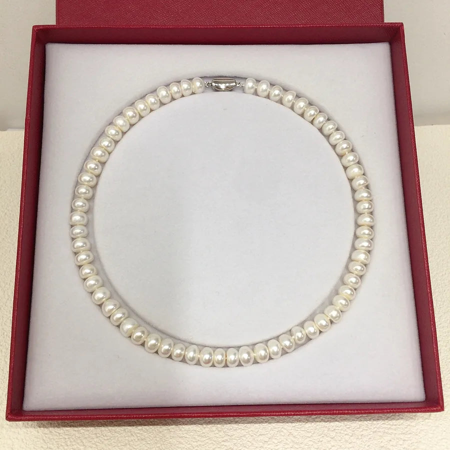 Mother's Day activities special mother chain natural freshwater pearl necklace steamed bread round suit gift box gift wholesale