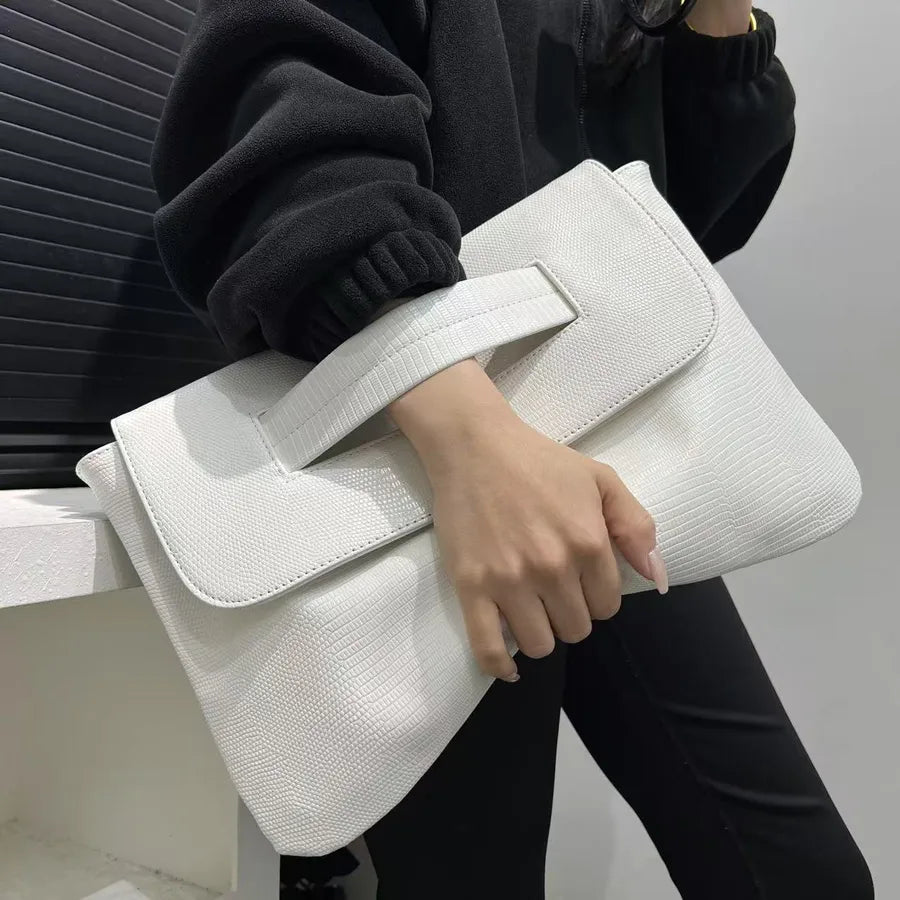 Women's Large Pu Leather Solid Color Elegant Streetwear Square Flip Cover Envelope Bag