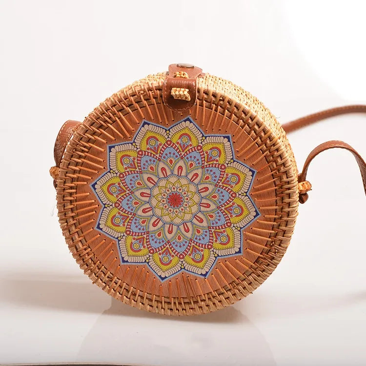 Special Sale Rattan Ins Butterfly Bag Mori Style Vintage Artistic Handmade Flower Petal Bag Woven Bag PU Belt