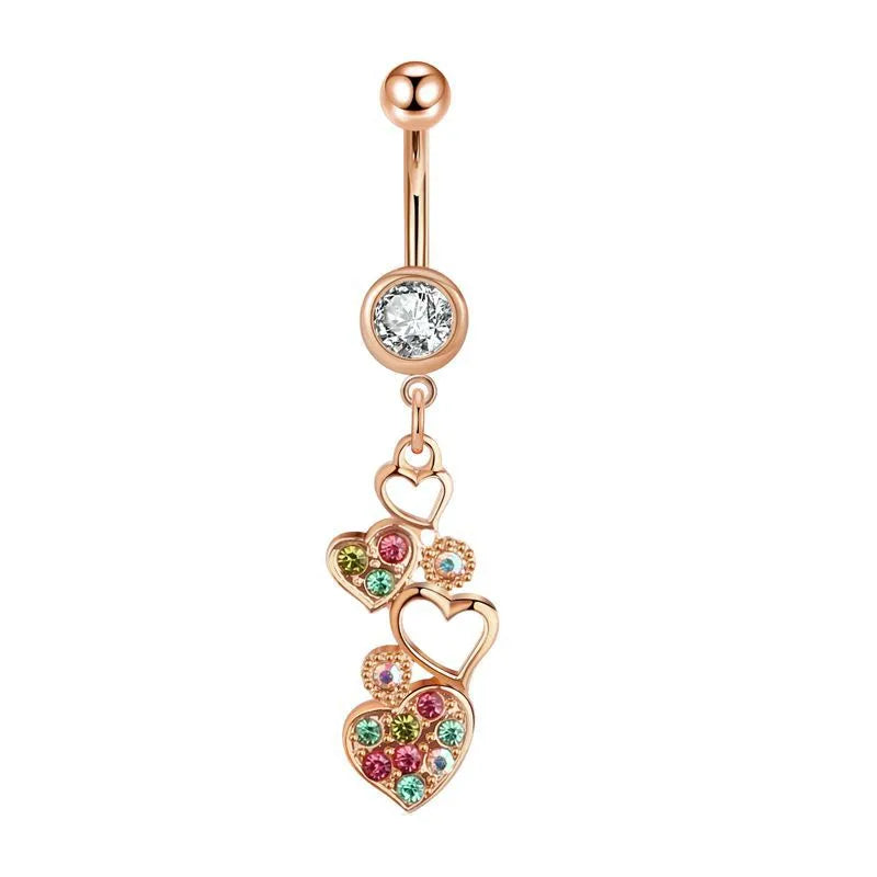 1 Piece Belly Rings Simple Style Solid Color 304 Stainless Steel Inlay Zircon