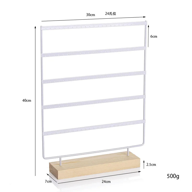 Simple Style Solid Color solid wood Iron Jewelry Display Jewelry Rack