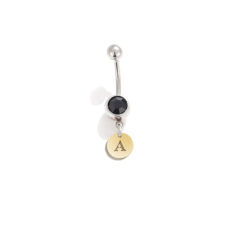 1 Piece Belly Rings Classic Style Cool Style Round Letter 302 Stainless Steel Tungsten Steel 14K Gold Plated 18K Gold Plated Belly Rings