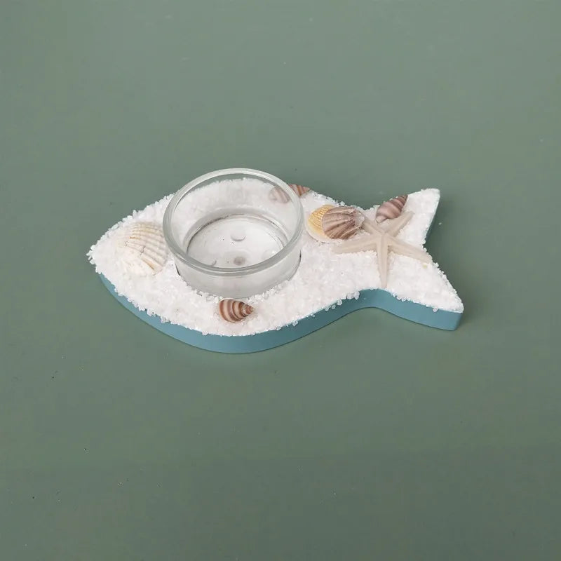 Mediterranean Style Creative Fish Starfish Shell Boat Candle Holder Home Decorations Romantic Candle Cup Dining Table Ornaments