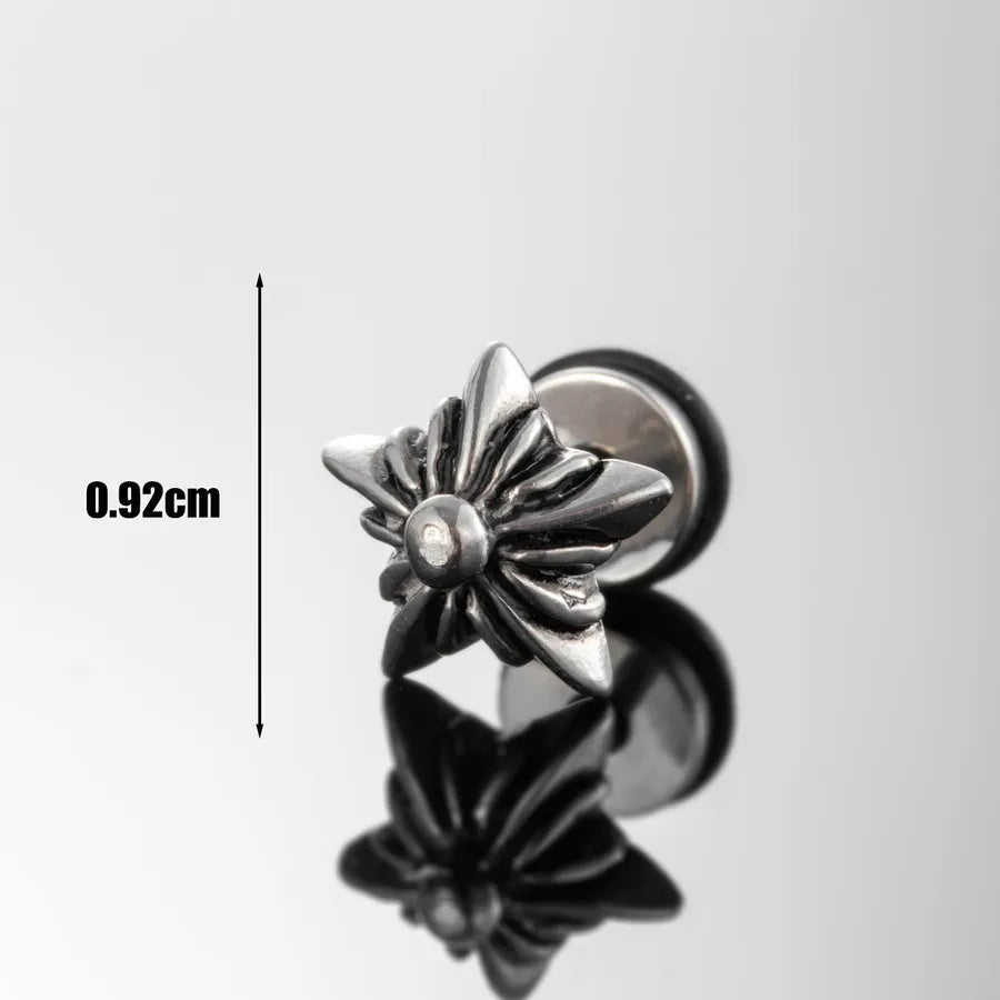 1 Piece Hip-Hop Vintage Style Cool Style Star Flower 316 Stainless Steel  Earrings