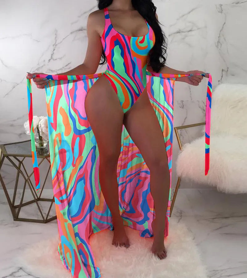 Women's Simple Style Geometric 2 Pieces One Piece Swimwear