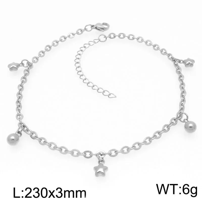 Wholesale Jewelry IG Style Vintage Style Star Moon Cherry 304 Stainless Steel 18K Gold Plated Anklet