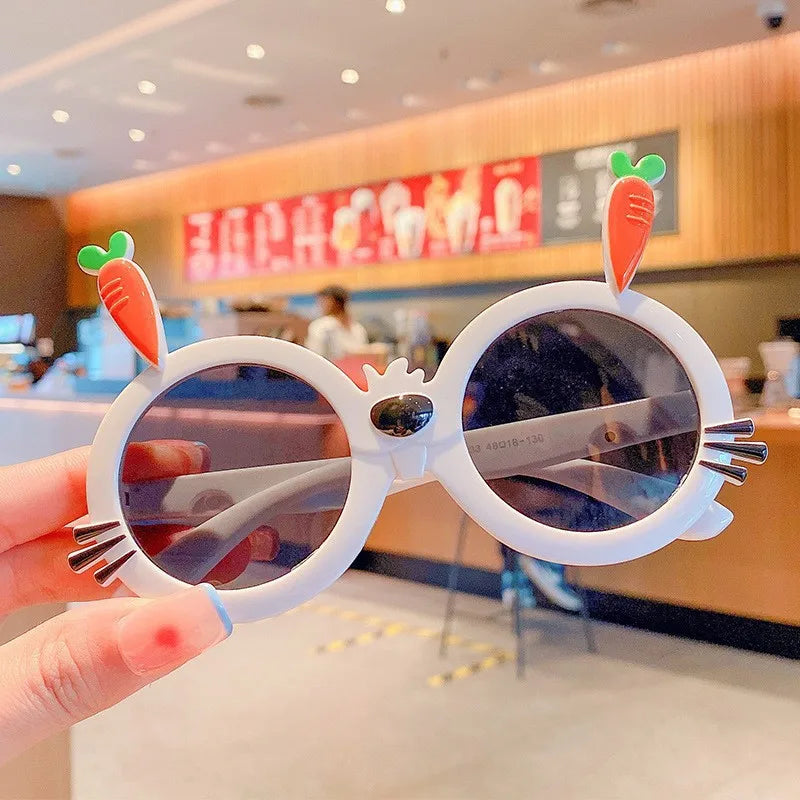 Cute Novelty Carrot Acrylic Round Frame Full Frame Kids Sunglasses