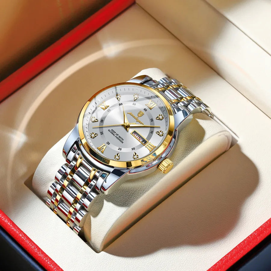 brand waterproof new men's watch double calendar luminous quartz watch live broadcast