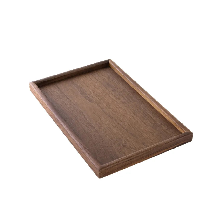 Walnut Wood Jewelry Display Tray Ring Earring Bracelet Storage Plate Photo Prop Geometry Pattern Solid Wood Antique Style