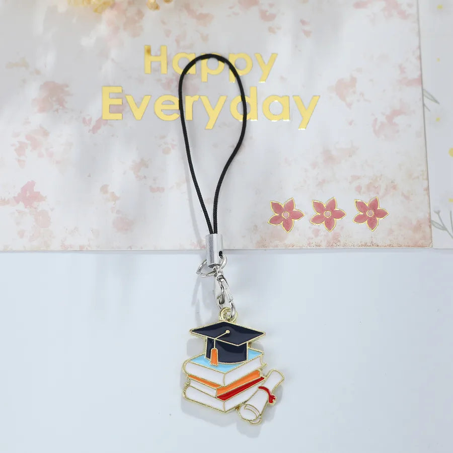 Casual Cute Book Doctoral cap Alloy Enamel Bag Pendant Keychain