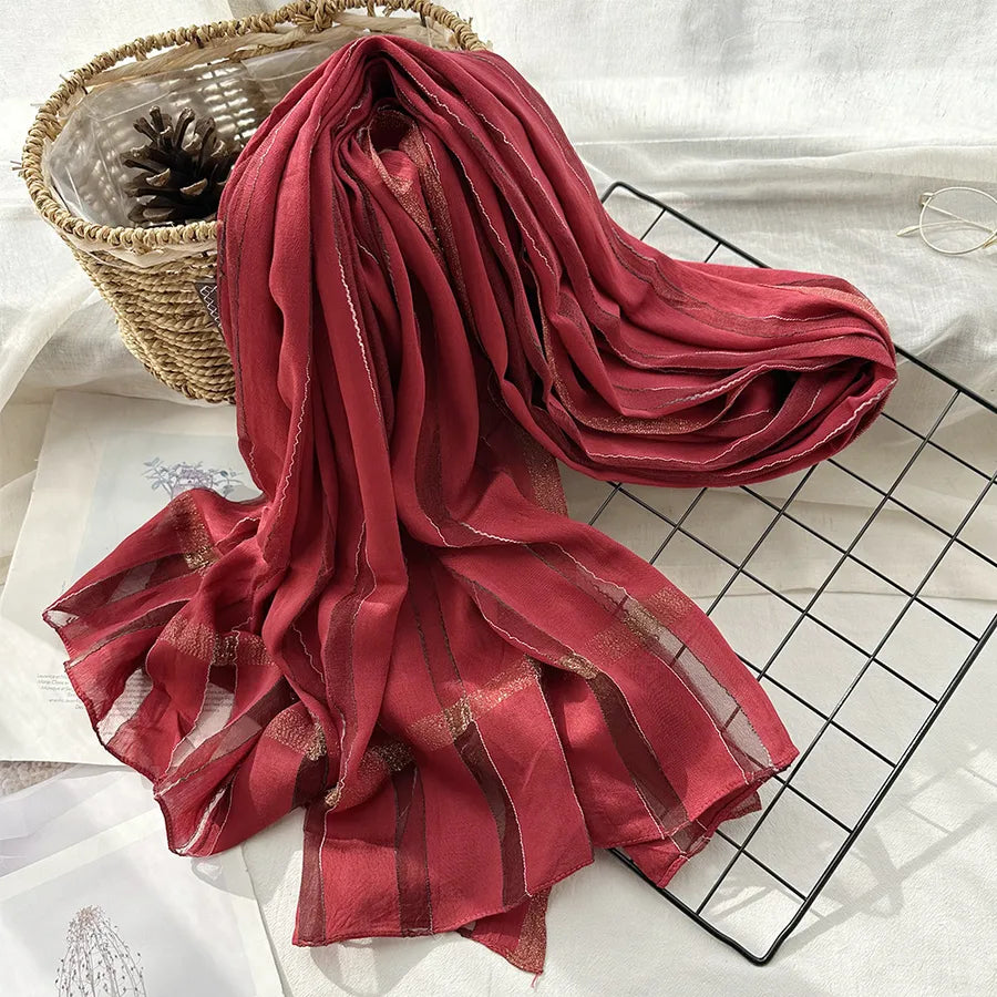 Women's Chinoiserie Ethnic Style Stripe Artificial Cotton  Silk Nylon Silk Scarf