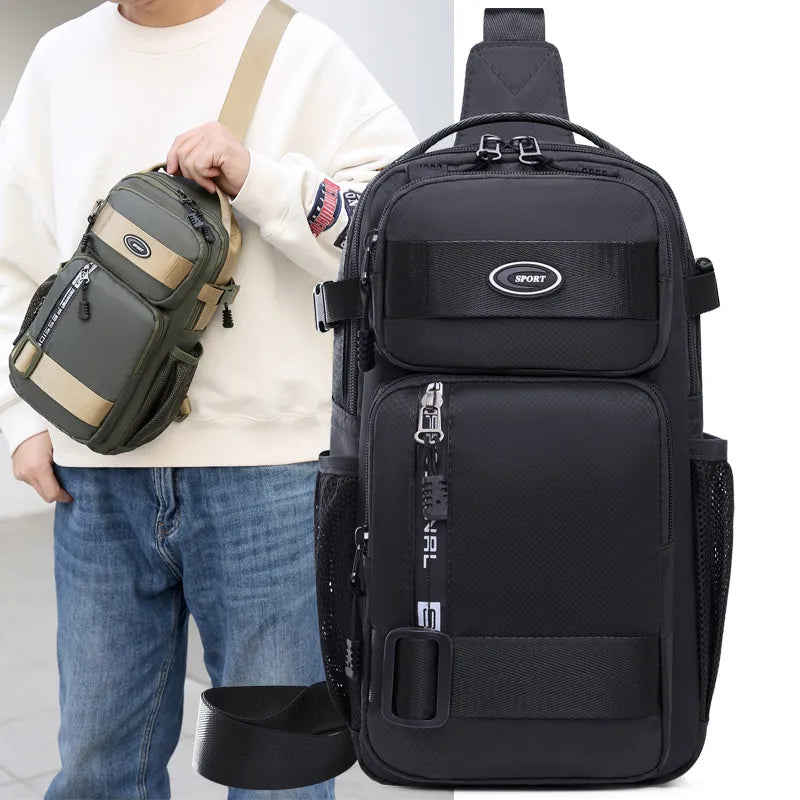 Men's Color Block Oxford Cloth Zipper Fanny Pack