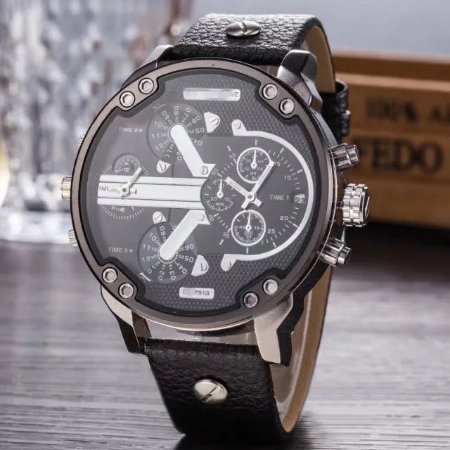classic style commute color block single folding buckle quartz men's watches