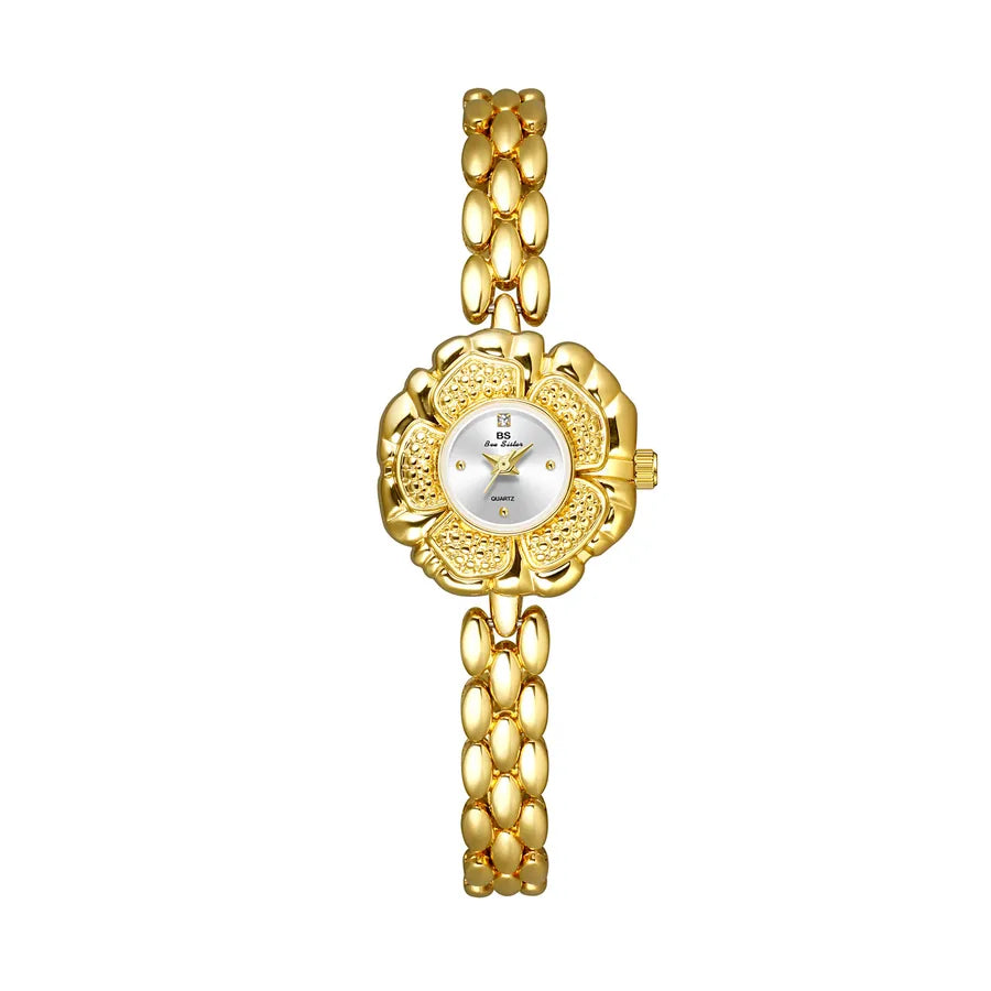 Elegant Solid Color Flower Jewelry Buckle Quartz Watch Women's Watches