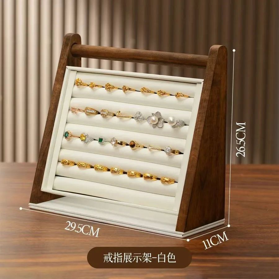 Walnut Wooden Slope Display Stand Jewelry Earring Storage Rack Bracelet Watch Organizer Modern Simple Style Home Decor
