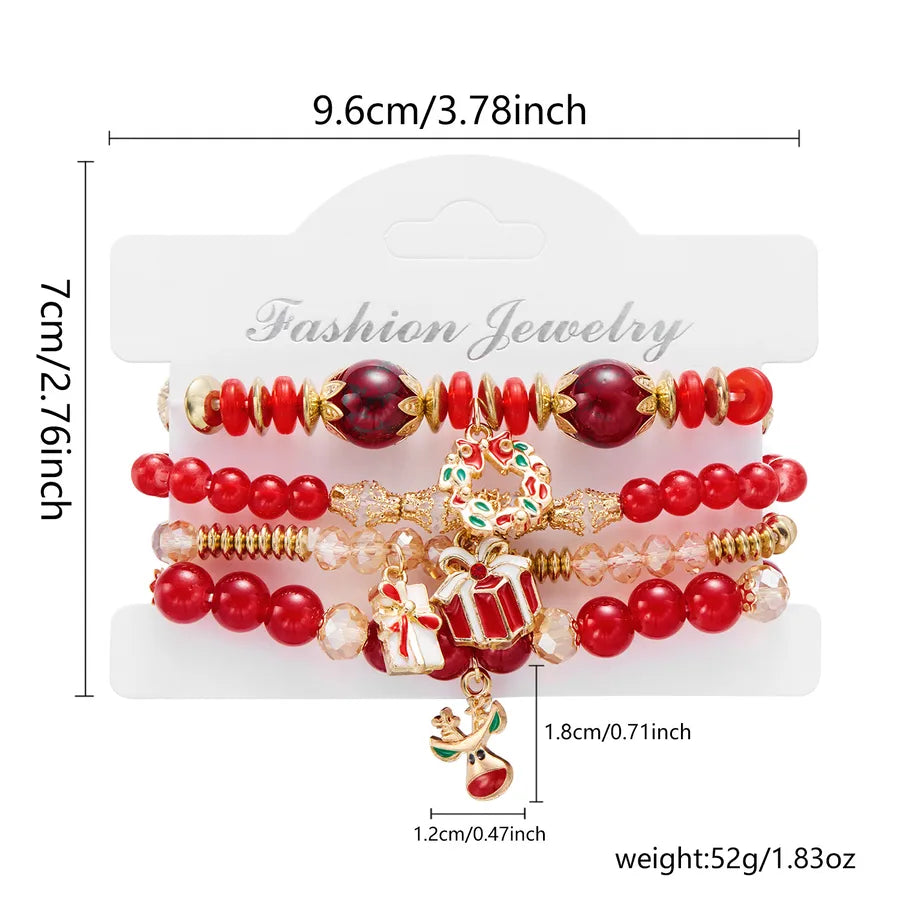 Handmade Christmas Themed Beaded Bracelet Set For Women Soft Clay Snowflake Letter Bracelets  Style