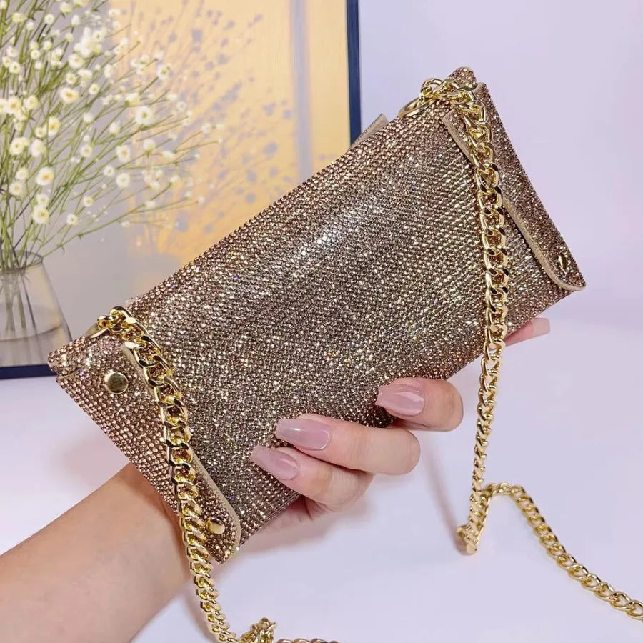 New Sparkling Water Diamond Evening Bag Butterfly Knot Glitzy Dress Bag Ladies Factory Direct Single Shoulder Strap Crossbody Bag