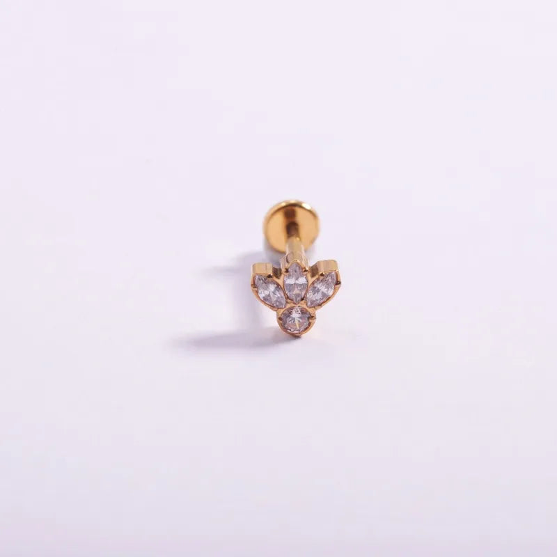 1 Piece Lip Rings Casual Gothic Hip-Hop Geometric Animal Titanium Alloy Polishing Plating Flowers Zircon 18K Gold Plated Lip Rings Ear Cartilage Rings & Studs