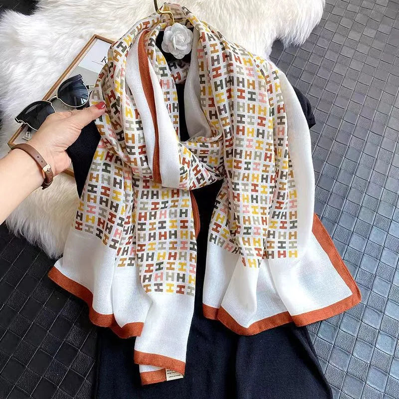 women's fashion star heart shape cotton and linen printing cotton linen scarves