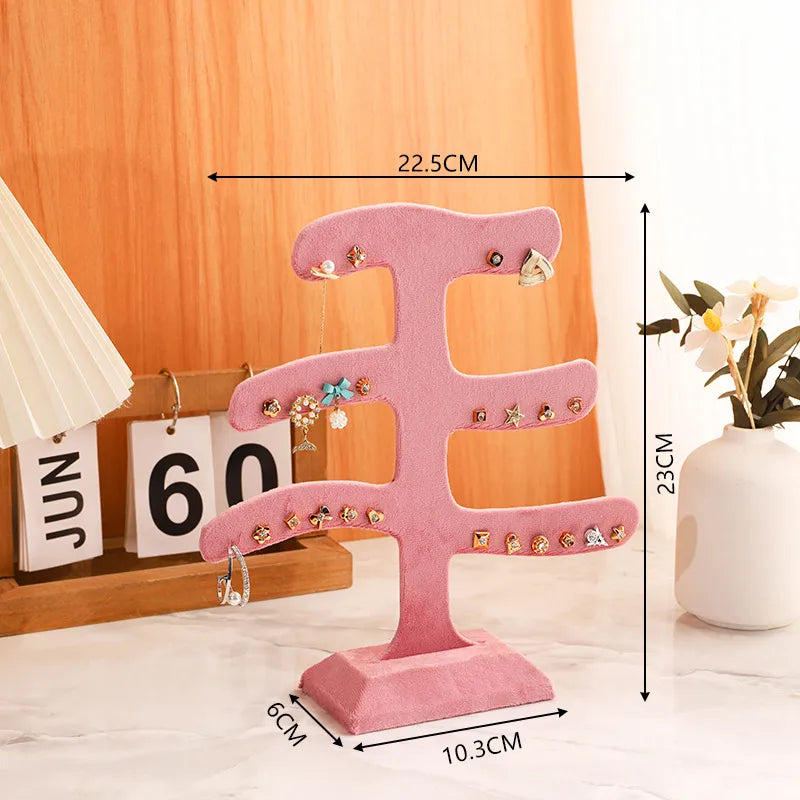 in Stock Pink Flannel Jewelry Stand Necklace Earring Ring Pendant Stand Jewelry Store Shooting Display Stand