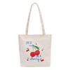 Women's Canvas Cherry Cute Sewing Thread Square Zipper Canvas Bag Tote Bag