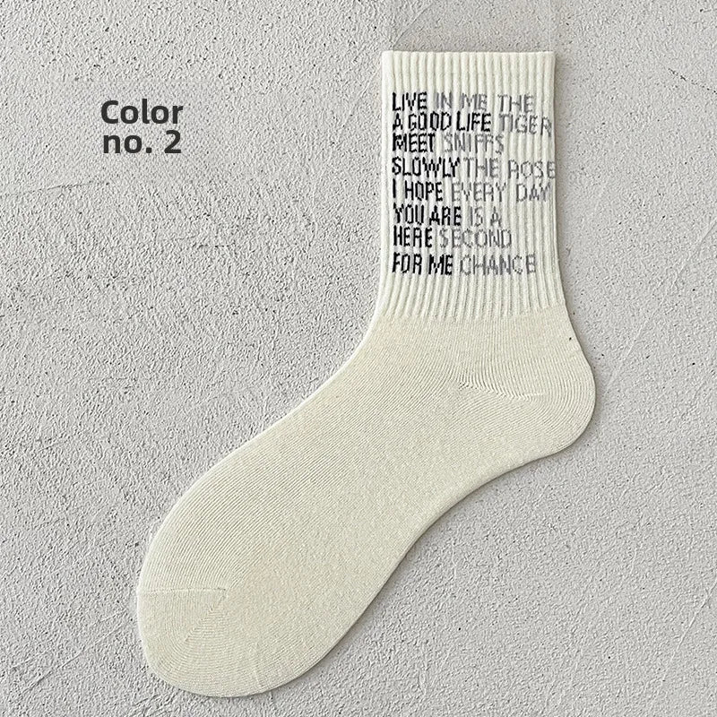 socks men's mid-calf socks spring and summer thin cotton socks long breathable sweat-absorbent retro men's sports autumn and winter