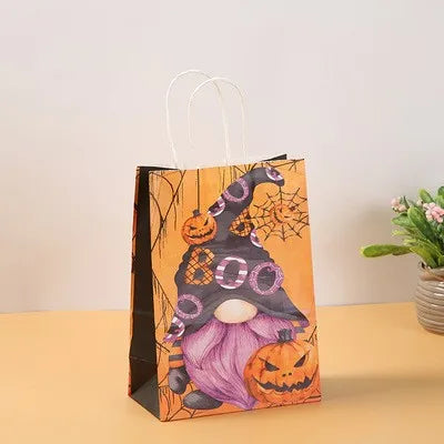 Halloween Party Handheld Kraft Paper Bag Ghost Pumpkin Bag Children's Candy Gift Packaging Cartoon Kraft Paper Bag