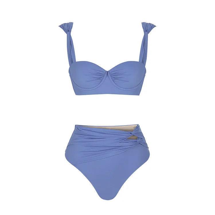 Women's Basic Classic Style Color Block 2 Pieces Set One Piece Swimwear