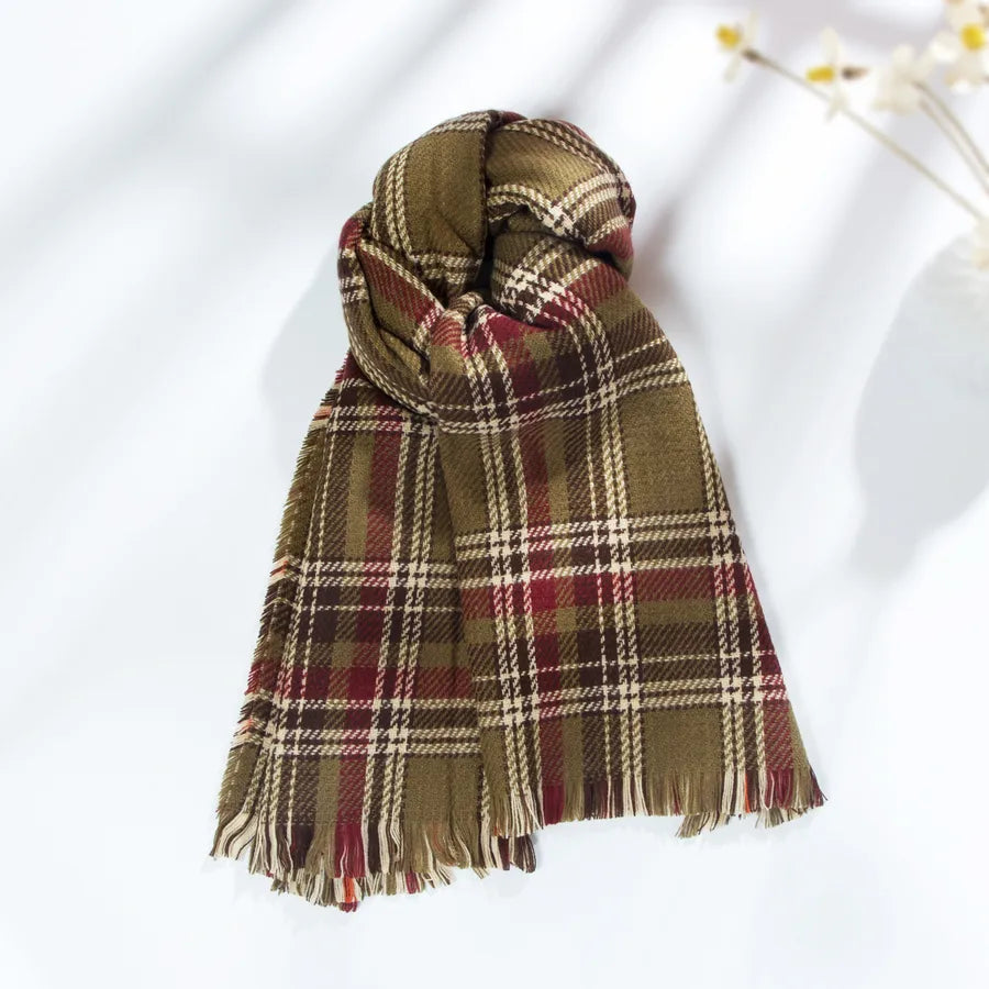 unisex fashion color block polyester warm raw hem winter scarves 1 piece