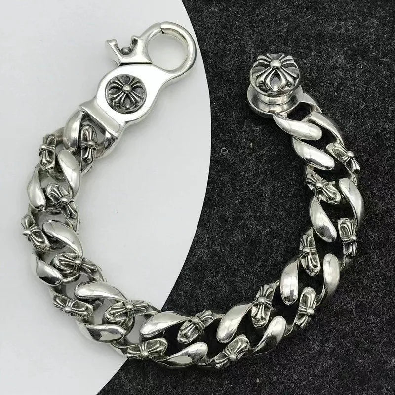 Aggressive Cross Bracelet Men's Trendy  Retro Bracelet Thick