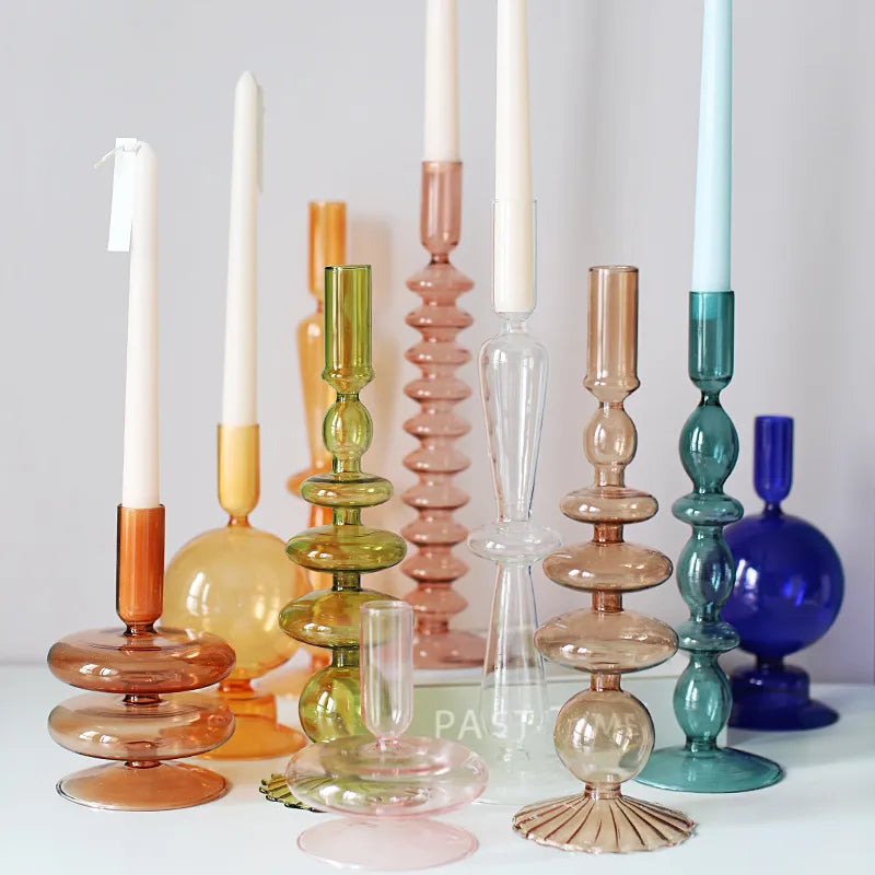 creative simple glass candlestick vase crafts living room and b & b table decoration dried flower arrangement