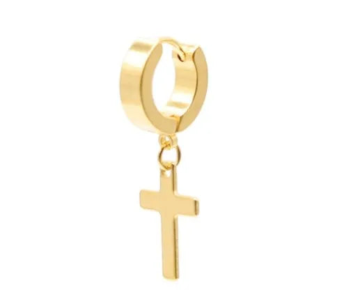 1 piece classic style cross polishing stainless steel earrings