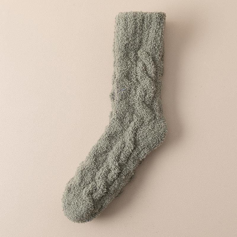 Coral velvet socks men's fleece-lined thickened home floor socks winter warm plush twist sleep stockings