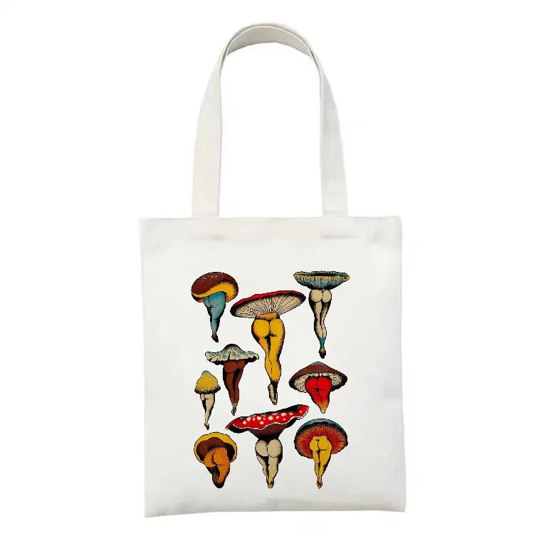 women's simple style artistic animal mushroom butterfly shopping bags