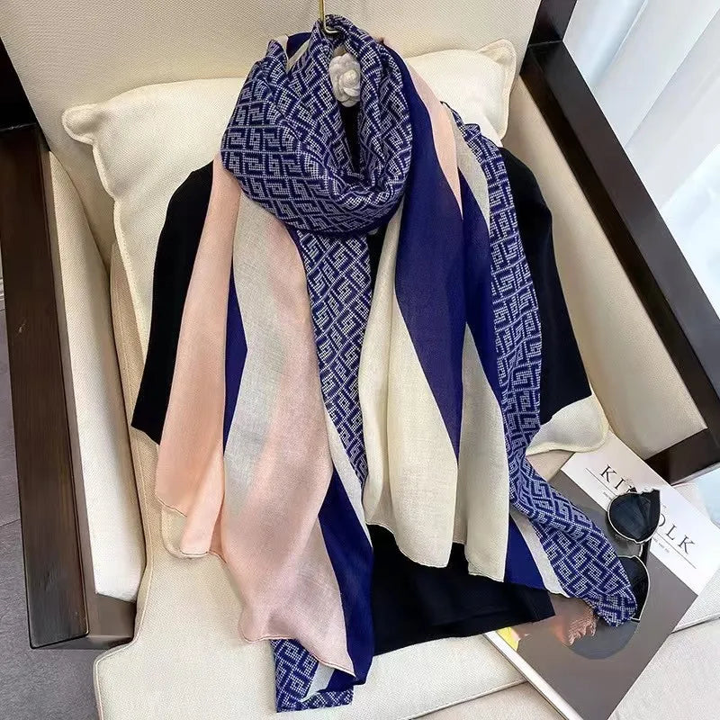 women's fashion star heart shape cotton and linen printing cotton linen scarves