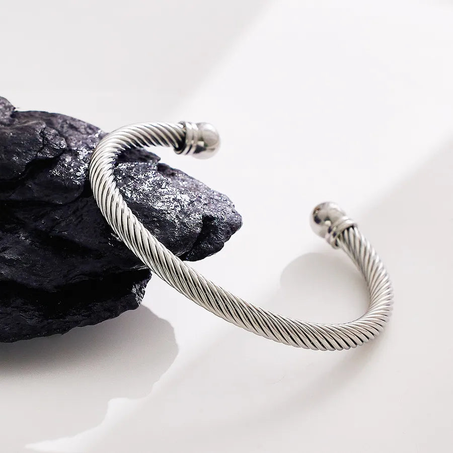 hip-hop solid color spiral stripe titanium steel plating twisted cable bracele 1 piece