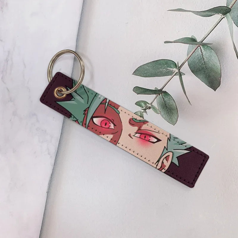 cartoon style cartoon pu leather printing bag pendant keychain