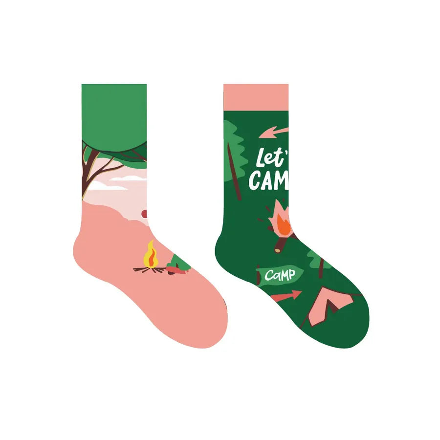 Unisex Modern Style Human Letter Cotton Crew Socks 10 Pairs Per Pack