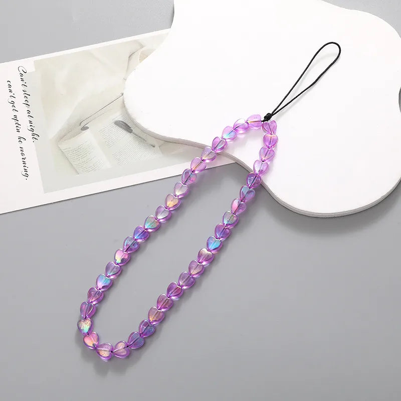 Sweet Heart Shape Arylic Beaded Mobile Phone Chain