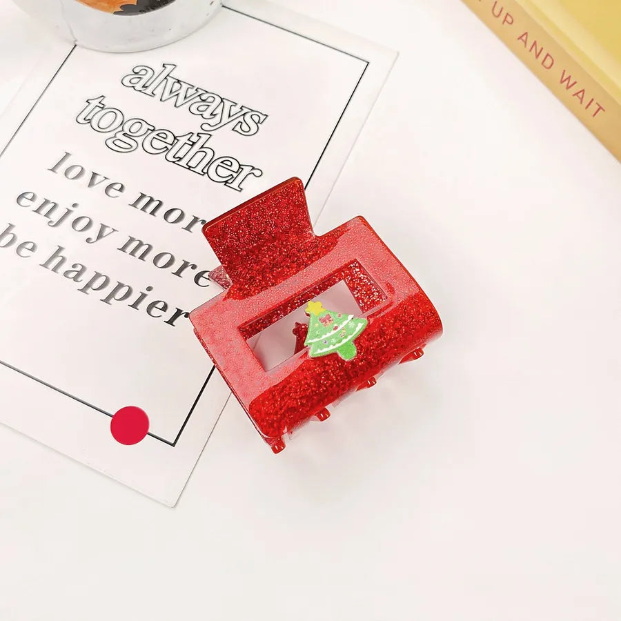 Christmas Acrylic Sparkle Hair Accessories Small Shark Tail Clip Half Updo Hair Clip Festive Cute Female Style Winter Universal