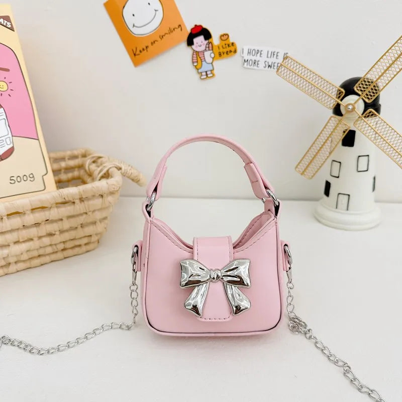 Children's Bag  New Candy Color Bow Mini Handbag Girl's Parent-child Chain Crossbody Bag Red Bag